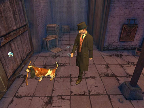 Go under the gate and click on it - Get to the Building and Leave It Using Other Way | Accident at Stinging Street - Accident at Stinging Street - The Testament of Sherlock Holmes Game Guide