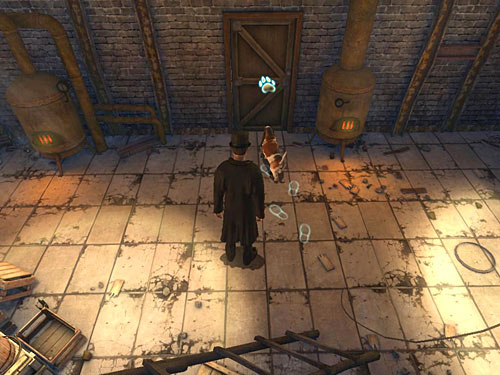 Traces show that Henry chose door between two furnaces - Go to the Factory Site and Find Henry | Accident at Stinging Street - Accident at Stinging Street - The Testament of Sherlock Holmes Game Guide