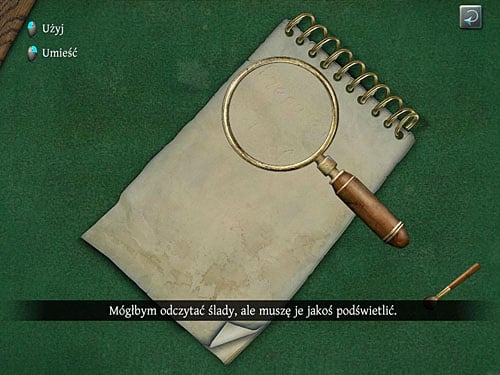 Although, on the clean sheet of paper may be a trace of a text (click with an hand icon and then a glass) - but you need more work to reveal it - Read a Note | O. Farleys Office - O. Farleys Office - The Testament of Sherlock Holmes Game Guide