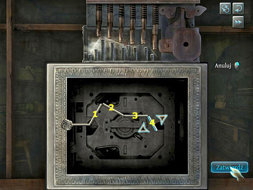 The riddle appears - you have to bend a pin properly, as its shown above - Get to the Judges House | Explosion in Becketts Residence - Explosion in Becketts Residence - The Testament of Sherlock Holmes Game Guide