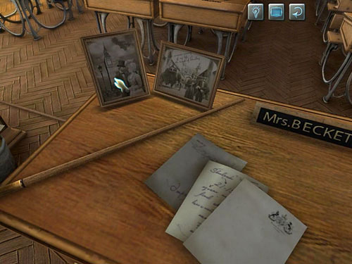 Go to the desk and look at items lying on a table top: two photos of judge and his wife including wedding one - Open lady Becketts Box | Explosion in Becketts Residence - Explosion in Becketts Residence - The Testament of Sherlock Holmes Game Guide