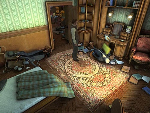 a hat left on a table top of dresser, - Complete Three Disguises | Hideout in Whitechapel - Hideout in Whitechapel - The Testament of Sherlock Holmes Game Guide