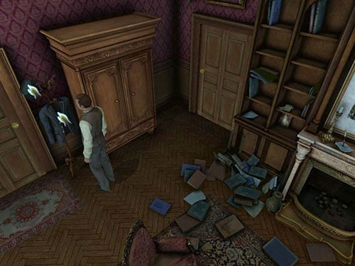 And from a hanger standing nearby door to Watsons bedroom, take another jacket and hat - Complete Three Disguises | Hideout in Whitechapel - Hideout in Whitechapel - The Testament of Sherlock Holmes Game Guide