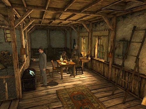 Look at a big chest nearby table - Contact with Anarchists | A Fire in Sawmill - A Fire in Sawmill - The Testament of Sherlock Holmes Game Guide