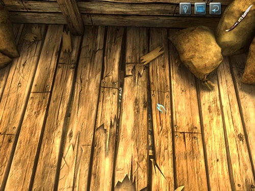 Zoom it and use a knife on it - Check a Broken Floorboard | A Fire in Sawmill - A Fire in Sawmill - The Testament of Sherlock Holmes Game Guide