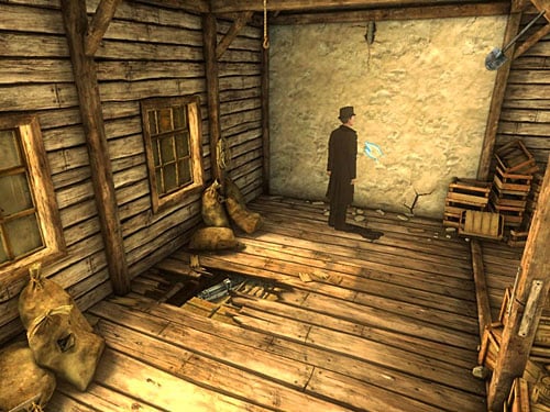 Use a spade to make a hole in a false wall - Destroy False Wall (1) | A Fire in Sawmill - A Fire in Sawmill - The Testament of Sherlock Holmes Game Guide