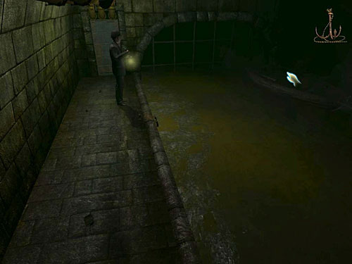Notice a boat in depth of canal - Get to the Other Side of Sewers | Meeting in the Sewers - Meeting in the Sewers - The Testament of Sherlock Holmes Game Guide