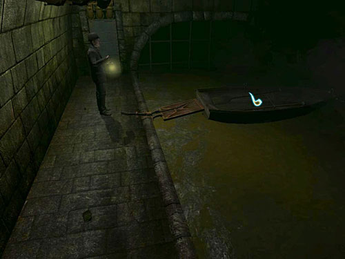 Get on a boat and on other side of canal - Get to the Other Side of Sewers | Meeting in the Sewers - Meeting in the Sewers - The Testament of Sherlock Holmes Game Guide