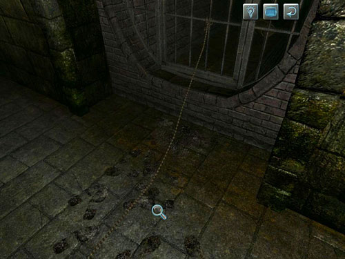 Notice someones footprint under the round gate there - Go Deeper into Sewers | Meeting in the Sewers - Meeting in the Sewers - The Testament of Sherlock Holmes Game Guide