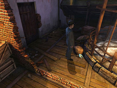 Look at a sack on the left - Find Out, What Is Happening in the Warehouse | A Grand Final in the Fun Fair - A Grand Final in the Fun Fair - The Testament of Sherlock Holmes Game Guide