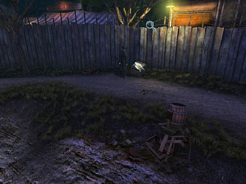 As Holmes, look at the fence, where the crate is lying - Get to the Fun Fair | A Grand Final in the Fun Fair - A Grand Final in the Fun Fair - The Testament of Sherlock Holmes Game Guide