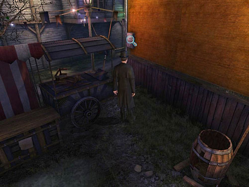 By the way, notice a phone box, from whichs cable runs to the building across the road - Open a Secret Box | A Grand Final in the Fun Fair - A Grand Final in the Fun Fair - The Testament of Sherlock Holmes Game Guide