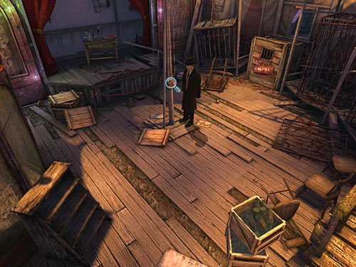 Look also at thing installed on the main stake - Take Care of the Second Guard | A Grand Final in the Fun Fair - A Grand Final in the Fun Fair - The Testament of Sherlock Holmes Game Guide