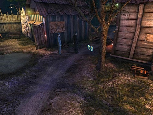 Notice an open, white-blue striped barrack opposite to the green trailer - Find Anarchists | A Grand Final in the Fun Fair - A Grand Final in the Fun Fair - The Testament of Sherlock Holmes Game Guide