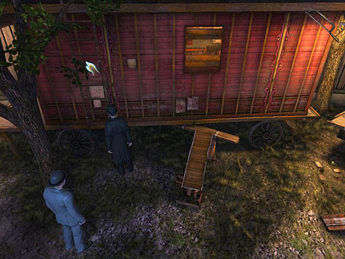 Do the same with an identical small ladder on the middle trailer - Get to the Haunted House | A Grand Final in the Fun Fair - A Grand Final in the Fun Fair - The Testament of Sherlock Holmes Game Guide