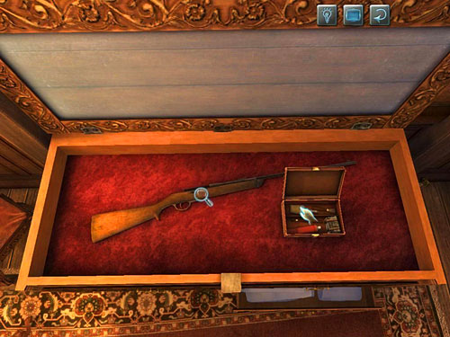 Look at a rifle in the case - the hammer is missing - Open the Gun Case | A Grand Final in the Fun Fair - A Grand Final in the Fun Fair - The Testament of Sherlock Holmes Game Guide