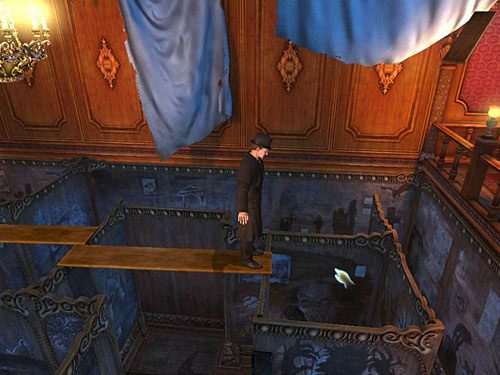 Enter the next plank and click the closest partition, so Holmes place the last, fifth plank - Get to the Other Side of Gallery | A Grand Final in the Fun Fair - A Grand Final in the Fun Fair - The Testament of Sherlock Holmes Game Guide