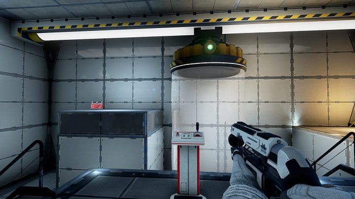 Here, you are introduced to a new device that involves pulling in containers by using gravity - Chapter 1 | Walkthrough - Walkthrough - The Turing Test Game Guide