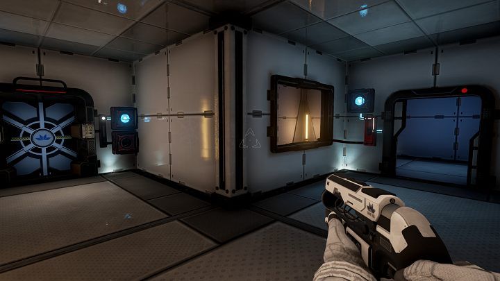 Enter the room on the left side of the anteroom, take the energy beam and release it to an empty spot near the main door - Chapter 1 | Walkthrough - Walkthrough - The Turing Test Game Guide