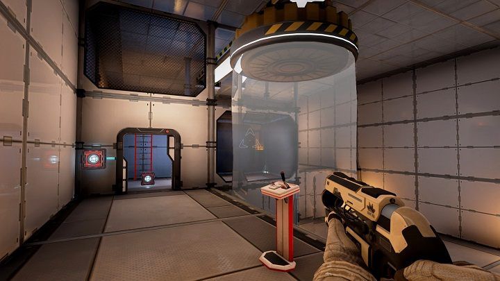 Open the door by using the carried container - Chapter 2 | Walkthrough - Walkthrough - The Turing Test Game Guide