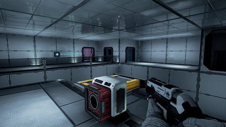 Take the beam located on the other side and put it to an empty container that is near you - Chapter 2 | Walkthrough - Walkthrough - The Turing Test Game Guide