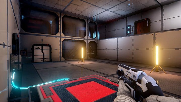 Once you enter the room, you must take both beams from the main door that is located above - Chapter 2 | Walkthrough - Walkthrough - The Turing Test Game Guide