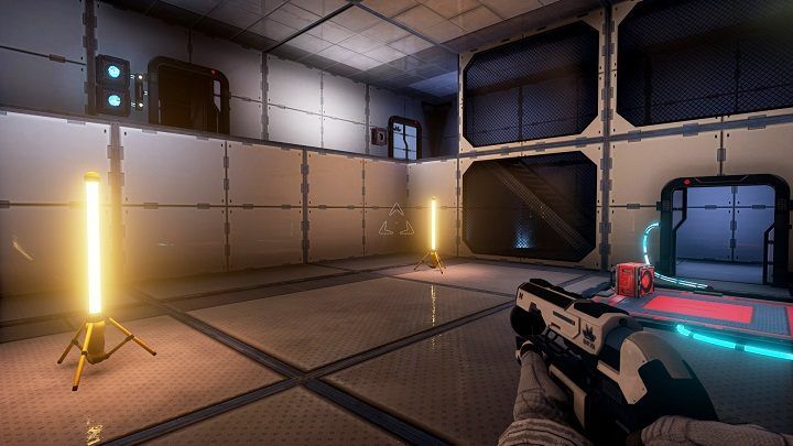 Drop the container onto the red platform located on the bottom of the room - Chapter 2 | Walkthrough - Walkthrough - The Turing Test Game Guide