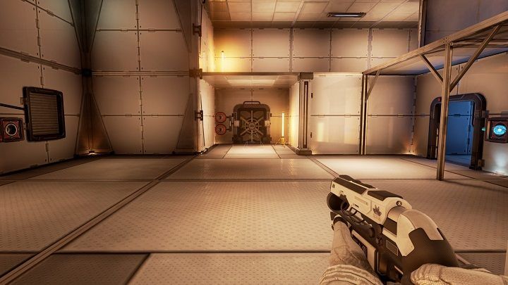 First, move to the room on our right and take a container with a beam - Chapter 2 | Walkthrough - Walkthrough - The Turing Test Game Guide