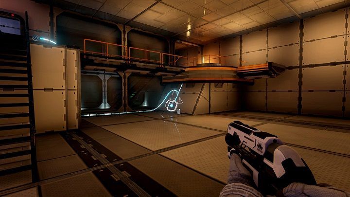 After you walk into the next room, take the energy beam and return to the previously lowered bridge - Chapter 2 | Walkthrough - Walkthrough - The Turing Test Game Guide