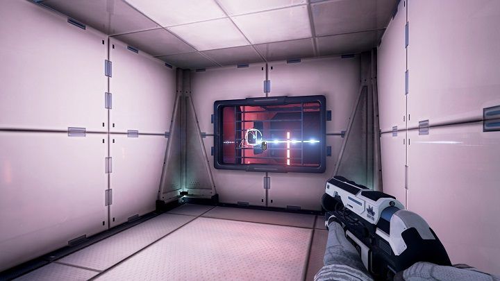 Go through the door, approach the window with bars and take the beam - Chapter 2 | Walkthrough - Walkthrough - The Turing Test Game Guide