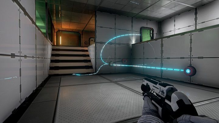 In this sector, you must take the energy beam located near the green container and release it into the container on the right - Chapter 5 | Walkthrough - Walkthrough - The Turing Test Game Guide