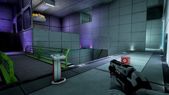 First, you must go to the room on the right side and take the energy beam - Chapter 6 | Walkthrough - Walkthrough - The Turing Test Game Guide