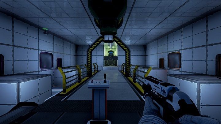 Get on top of the platform located in front of you and take control over the camera located on the left side of the room - Chapter 7 | Walkthrough - Walkthrough - The Turing Test Game Guide