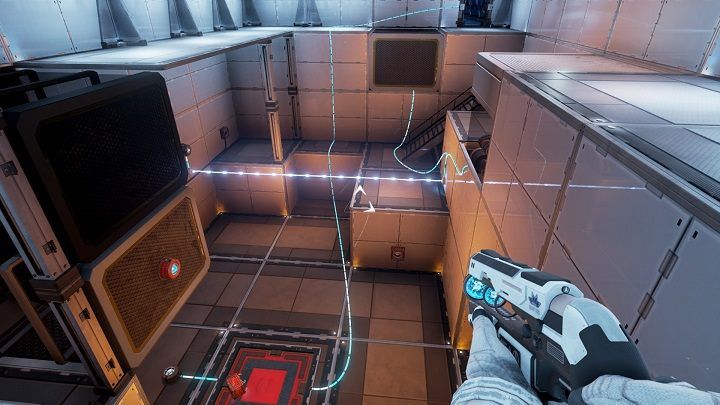 From here you have to activate the moving platform and unlock the passage leading upwards - Chapter 7 | Walkthrough - Walkthrough - The Turing Test Game Guide