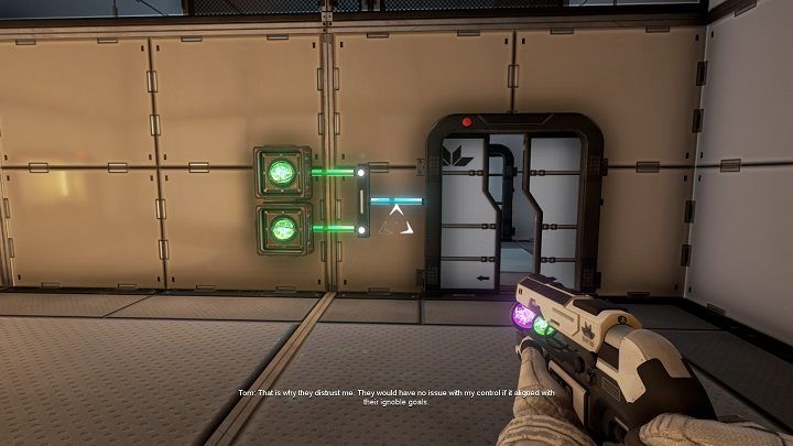 Enter the room and notice the panel on the left, the one with five beams - three green and two violet - Secret rooms | Walkthrough - Walkthrough - The Turing Test Game Guide