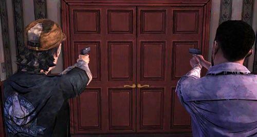 If you didnt leave Clementine in the house, go to the description below the next picture with Kenny - Chapter 6: For Whom The Bell Tolls | Episode IV: Around Every Corner - Episode IV: Around Every Corner - The Walking Dead Game Guide