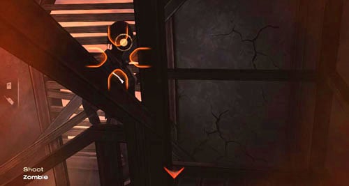 After a short while, Lees leg will break the plank and it will get caught between the steps - Chapter 6: For Whom The Bell Tolls | Episode IV: Around Every Corner - Episode IV: Around Every Corner - The Walking Dead Game Guide