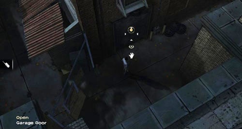 You can look at the Garage Door - Chapter 5: Georgias Last City - Arrival & Battery | Episode IV: Around Every Corner - Episode IV: Around Every Corner - The Walking Dead Game Guide