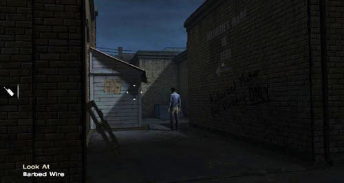 Once you are outside, go into the alley, which runs into the background of the screen - Chapter 5: Georgias Last City - Arrival & Battery | Episode IV: Around Every Corner - Episode IV: Around Every Corner - The Walking Dead Game Guide