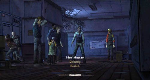 Once youve found yourselves in the school, choose one of the answers to Kennys question - Chapter 5: Georgias Last City - Arrival & Battery | Episode IV: Around Every Corner - Episode IV: Around Every Corner - The Walking Dead Game Guide