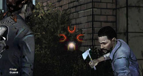 It will turn out that the guard is - Chapter 5: Georgias Last City - Arrival & Battery | Episode IV: Around Every Corner - Episode IV: Around Every Corner - The Walking Dead Game Guide