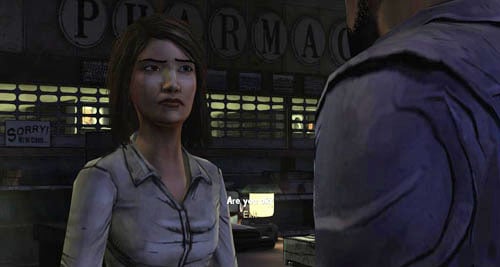 Then talk to Carley - Chapter 5: Its Just One Bullet - In the pharmacy | Episode I: A New Day - Episode I: A New Day - The Walking Dead Game Guide