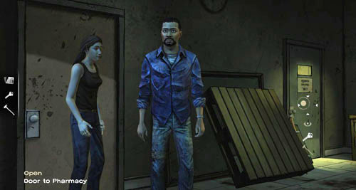 Use the keys to open the Door to Pharmacy and then just go inside - Chapter 6: Hey, Bud | Episode I: A New Day - Episode I: A New Day - The Walking Dead Game Guide