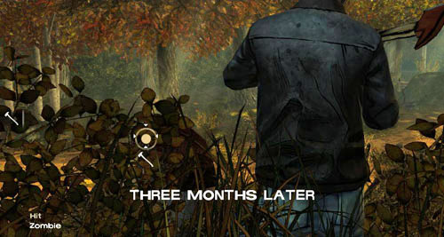 You begin the second episode by hitting a Zombie, whos feeding on a rabbit in the woods - Chapter 1: Going Hungry | Episode II: Starved for Help - Episode II: Starved for Help - The Walking Dead Game Guide