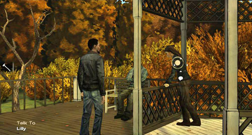 Larry will not be too talkative, while during the conversation with Lilly you can ask her a few questions, and you will also need to answer to a few questions yourself - Chapter 3: Thank you for shopping at Save Lots! - Searching for the bandits | Episode II: Starved for Help - Episode II: Starved for Help - The Walking Dead Game Guide