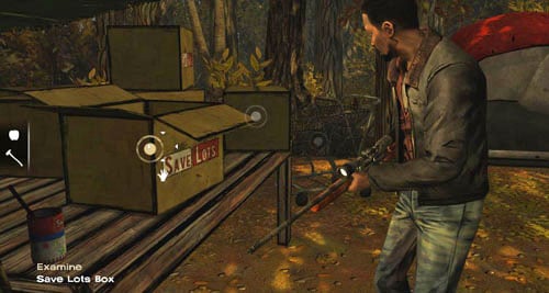 Go to the left, to get to several tables below the roof - Chapter 3: Thank you for shopping at Save Lots! - Searching for the bandits | Episode II: Starved for Help - Episode II: Starved for Help - The Walking Dead Game Guide