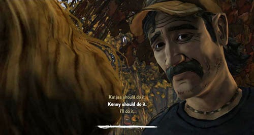 It does not matter what you will answer to the first question, but take the next one into consideration - Chapter 5: Handle It - Duck gets worse and worse | Episode III: Long Road Ahead - Episode III: Long Road Ahead - The Walking Dead Game Guide