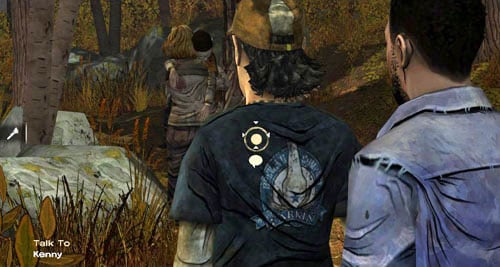 In the case of options (1), (2) and (4) you will be able to reassure Kenny by putting a hand on his shoulder (by starting a conversation Talk To: Kenny) (Kenny will remember your compassion - Chapter 5: Handle It - Duck gets worse and worse | Episode III: Long Road Ahead - Episode III: Long Road Ahead - The Walking Dead Game Guide