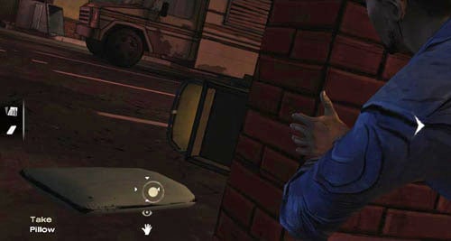 The arrows on the screen show the directions to which you can lean out left, right, up, down) - Chapter 5: Its Just One Bullet - The Motor Inn | Episode I: A New Day - Episode I: A New Day - The Walking Dead Game Guide