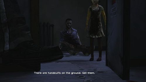 Look at the floor with handcuffs - tell Clementine to grab them - Chapter 7: Goodbye | Episode V: No Time Left - Episode V: No Time Left - The Walking Dead Game Guide